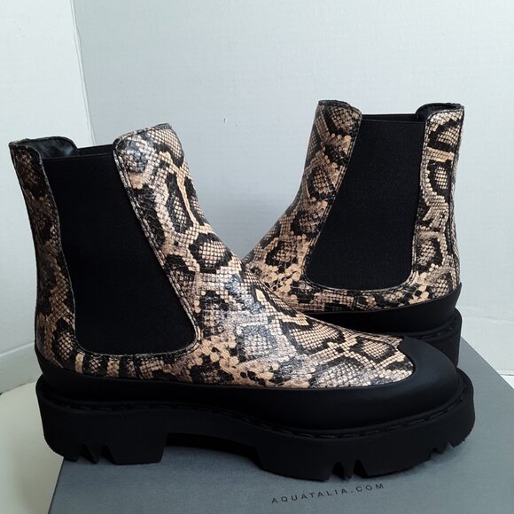 Aquatalia Holly Women's Ankle Boot size 7.5M Python Embossed Leather - Picture 1 of 12